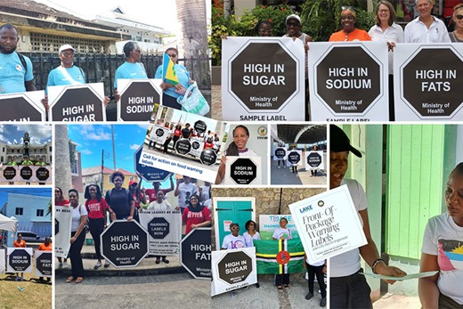 The Healthy Caribbean Coalition organized a regional call to action ahead of a CARICOM member state vote on a Regional Standard for labelling pre-packaged foods that includes octagonal warning labels.