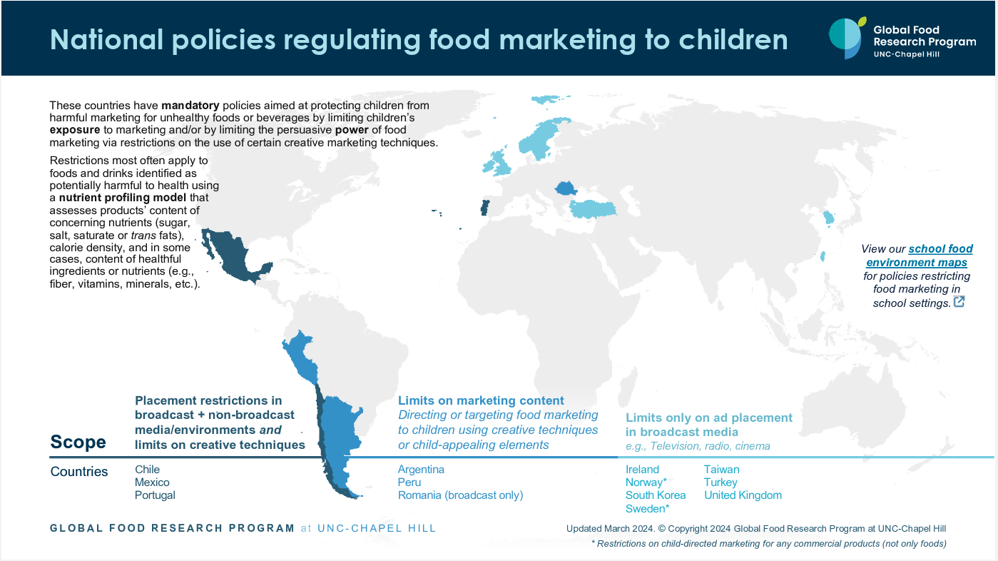 Map on food marketing policies by UNC Chapel Hill